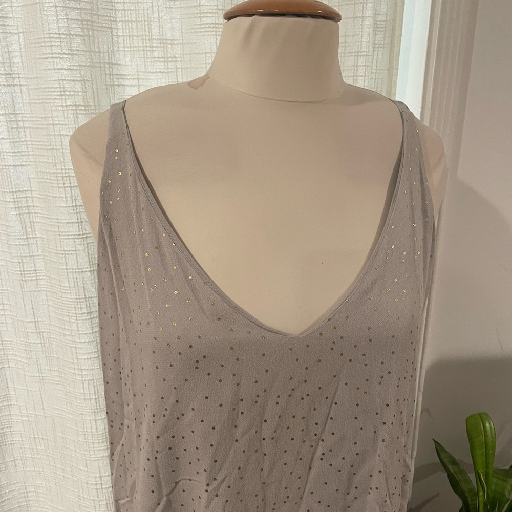 Gray Sleeveless dress with Gold dots
